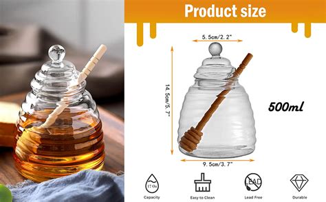 Amazon Eachave 16 9 Oz Honey Pot With Dipper Glass Honey Jar And