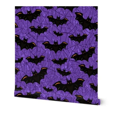 Gothic Halloween Bats and Spider Webs - Wallpaper | Spoonflower