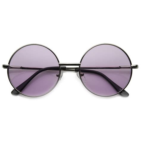 Retro Hippie Mid Sized Round Color Lens Sunglasses Zerouv