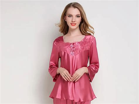 2022 Queenral Satin Pajama Set For Women Long Sleeve Lace Sleepwear