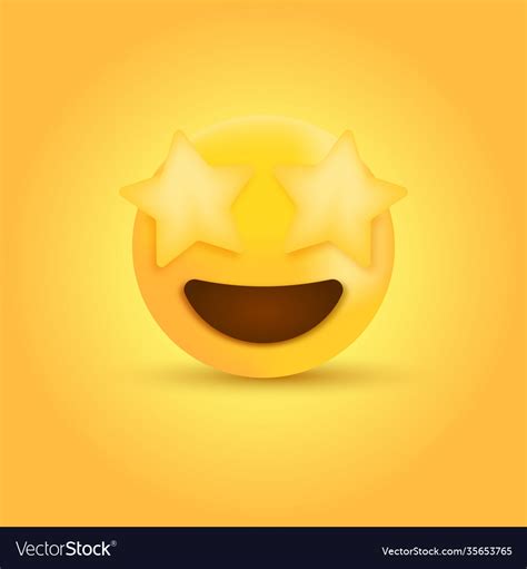 D Star Eyes Emoji Face Excited Wow Struck Vector Image