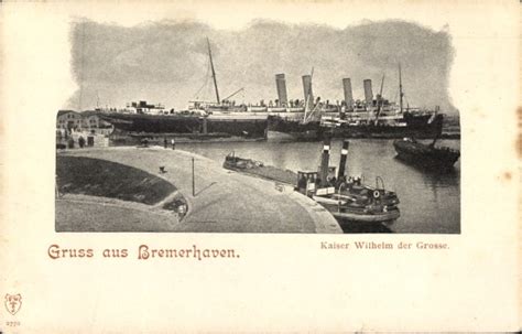 Ansichtskarte Postkarte Bremerhaven Dampfer Kaiser Akpool De