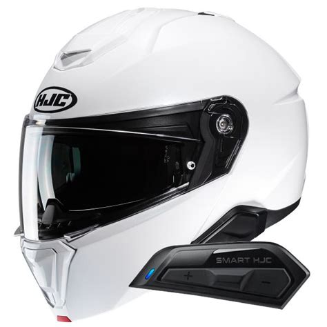 Pack Motorradhelm Motorrad Kommunikation Hjc I Pearl White Kit