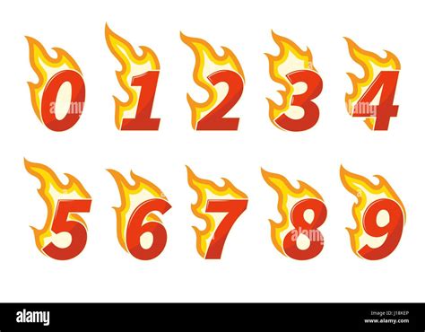 Collection Of Red Flaming Numbers Stock Vector Image Art Alamy