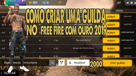 Como Criar Uma Guilda No Free Fire Ouro 2019 YouTube