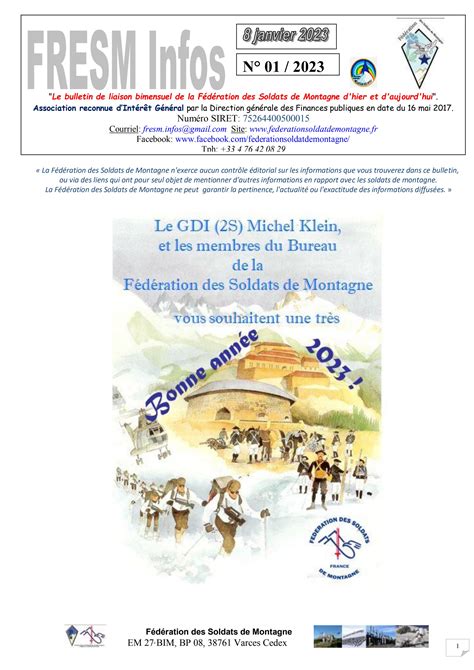 Fresm Infos N Du Janvier By Federation Soldats De Montagne