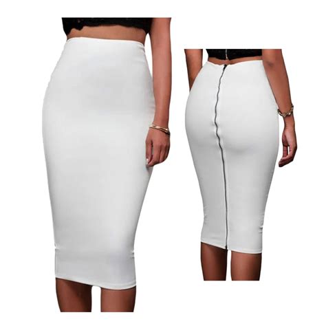 Skirts Women Slim Fitted Pencil Skirt Mid Calf High Waist Straight