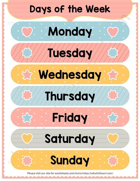 Days Of The Week Printable Chart