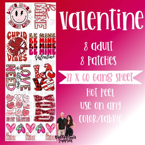 Valentines Day 1 Gang Sheet Dtf Transfer Krafty Korner Supplies