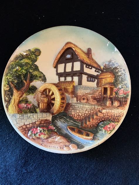 Legendware Hand Painted Village Wall Plaques 3D Chalkware Set Etsy