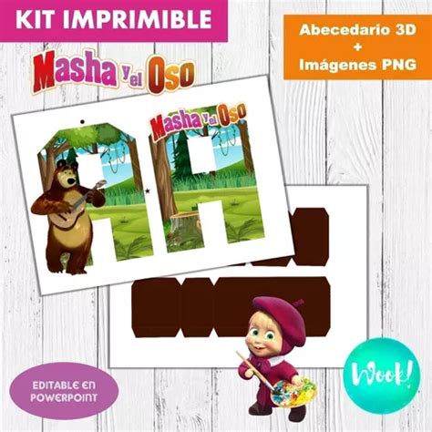 Kit Imprimible Letras 3d Editables Masha Y El Oso Mebuscar Colômbia