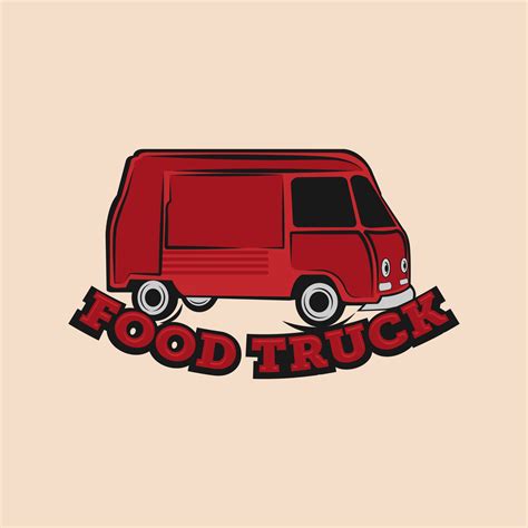 Food truck logo template. Street food wagon vector design. Retro food ...