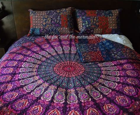 Double Sided Patchwork Mandala Tapestry Quilt Boho Quilt