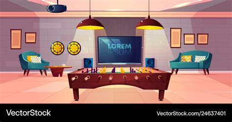 Recreation room in home basement cartoon Vector Image