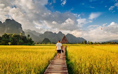 Boardwalk Between Rice Fields In Vang Vieng Laos Ahmad Syukaery Flickr