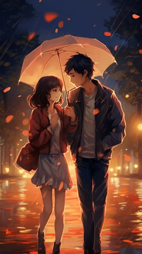 Dancing Romantic Cute Anime Couple Rain Aesthetic (16) Wallpaper ...