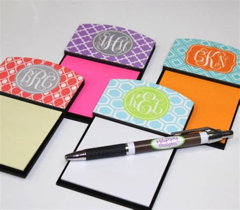 Personalized Sticky Note Holder Monogram Notepad Teacher Etsy