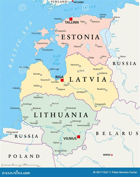 Baltic States Political Map Stock Vector Image 50171567