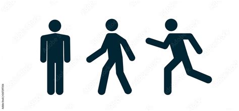 Man Stand Walk And Run Pictogram Icon Man Pedestrian Sign People And