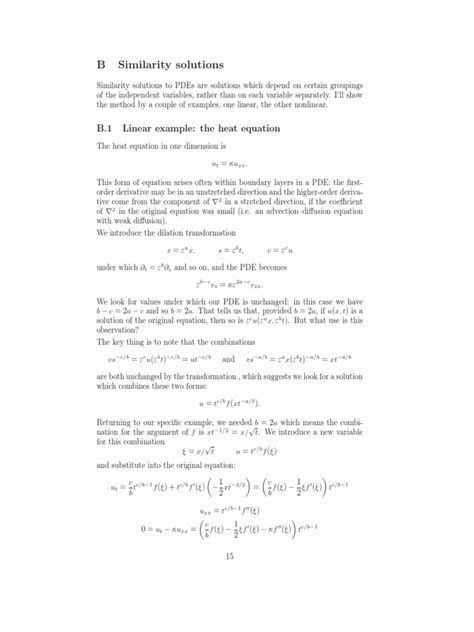 B Similarity Solutions B 1 Linear Example The Heat Equation Pdf Partial Differential