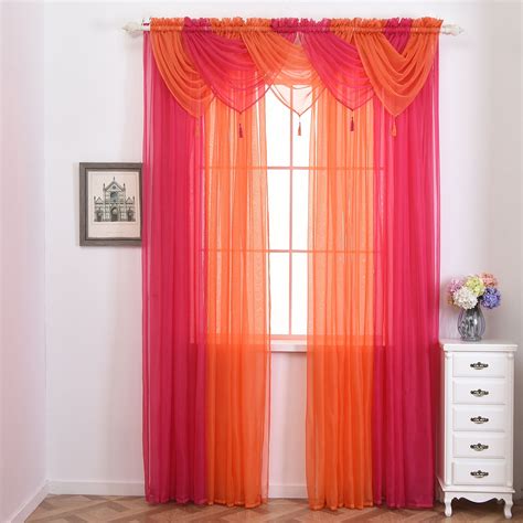 15 Color Solid Sheer Voile Net Curtains/Drape/Panel/Scarf/Valance, Swag ...