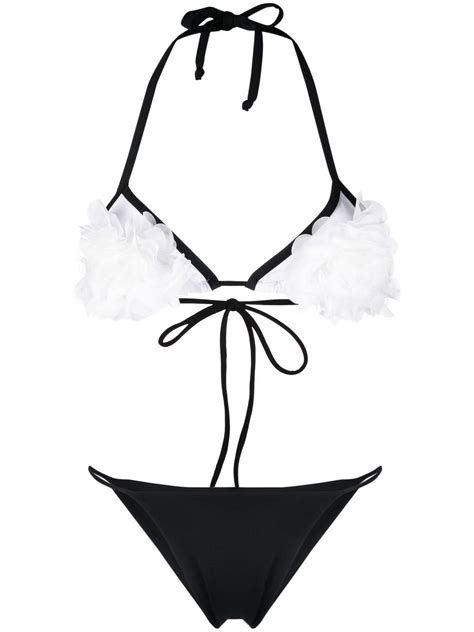 La Reveche Flower Applique Detail Bikini Set In Schwarz ModeSens