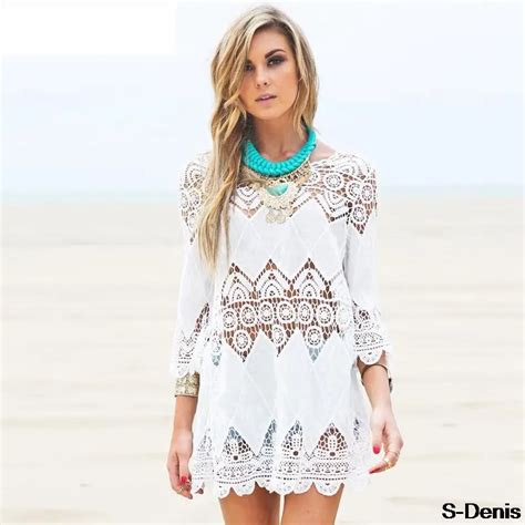 Buy Hollow Out White Crochet Bikini Cover Ups Beach