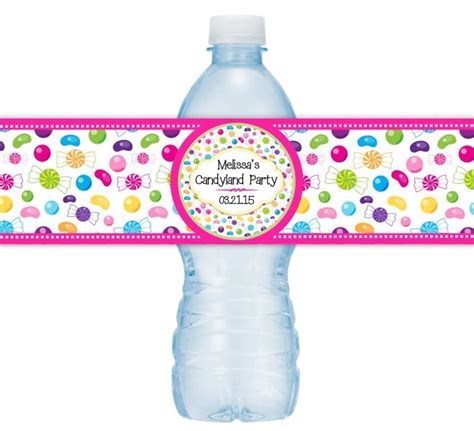 Candy Land Birthday Water Bottle Labels Custom Water Bottle Etsy