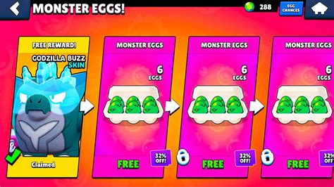 Free Godzilla Buzz And Monster Eggs 😍 Cursed Ts In Brawl Stars