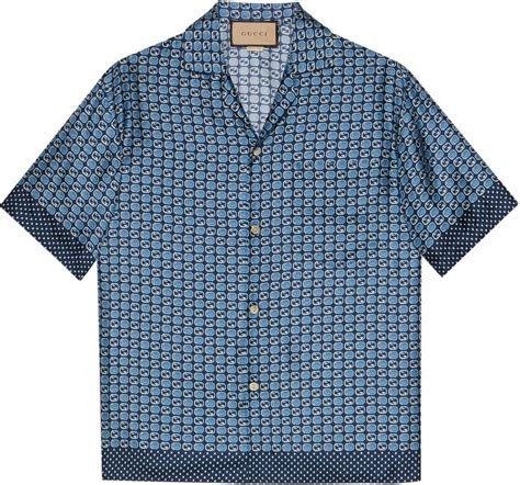 Gucci Geometric Interlocking G Print Silk Shirt Shopstyle