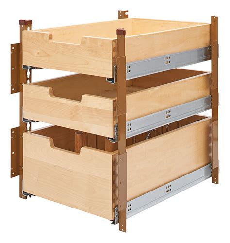 Rev A Shelf 4PIL 18SC 3 16 5 W Wood 3 Drawer Pilaster System W Soft