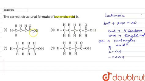 Butyric Acid Structural Formula