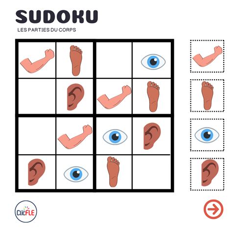 Sudoku Les Parties Du Corps Clic Fle Interactif Apprendre