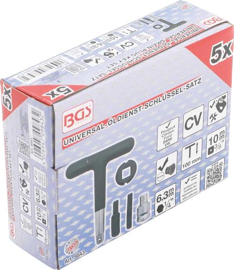 Bgs 9843 Olieplug Sleutel Set Voor Kunststof Oliepluggen 5 Delig