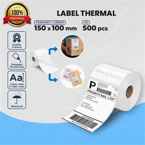 Jual Label Thermal X Isi Ukuran A Kertas Stiker Barcode