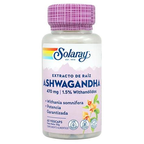 Ashwagandha 470 Mg 60 CÁpsulas Vegetales Solaray Arganium Natural