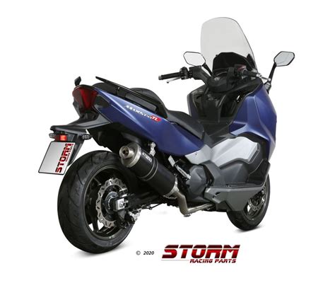 Escape Completo Homologado Storm Oval En Acero Negro Para SYM Maxsym TL