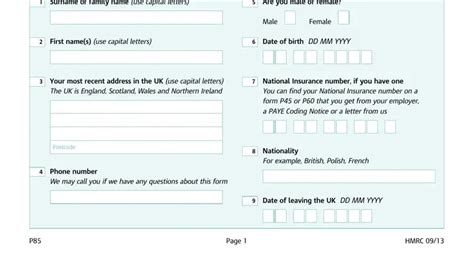 2013 2023 Form UK HMRC P85Fill Online Printable Fillable