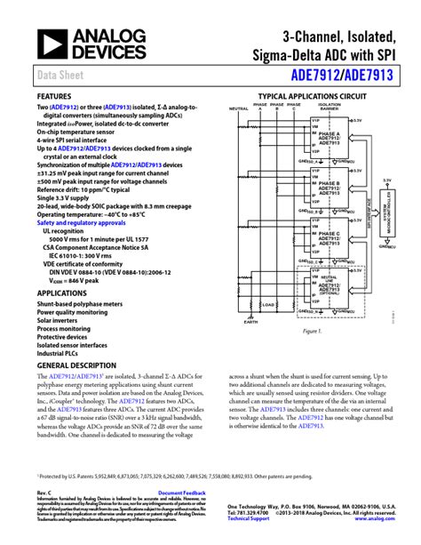 Ade7912 Analog Devices Adc Hoja De Datos Ficha Técnica Distribuidor