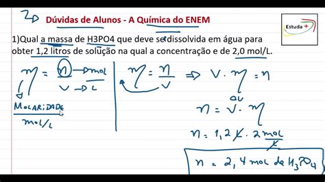 Cálculo de massa Concentração Molar YouTube