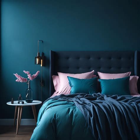 Premium AI Image Stylish Modern Cosy Bedroom In Dark Colors Cozy