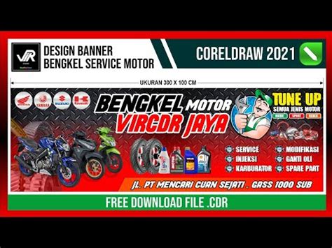 Desain Spanduk Bengkel Motor With Coreldraw Youtube