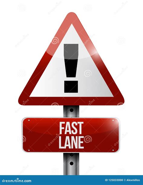 Fast Lane Warning Sign Message Concept Stock Illustration