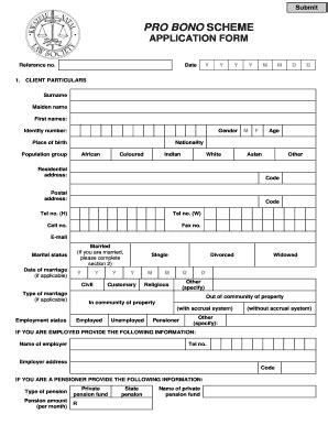 Fillable Online Pro Bono Application Form Fax Email Print Pdffiller