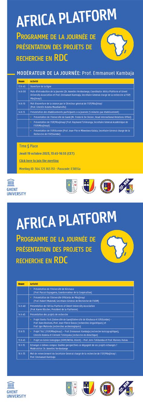 Journée De Présentation Des Projets De Recherche En Rdc En