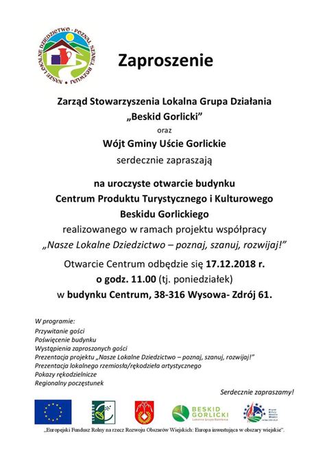 Zaproszenie Na Uroczyste Otwarcie Budynku Centrum Produktu