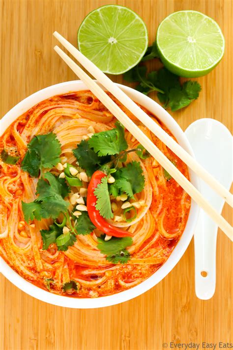 Thai Spicy Noodle Soup Vegetarian And Vegan Recipe Everyday Easy Eats