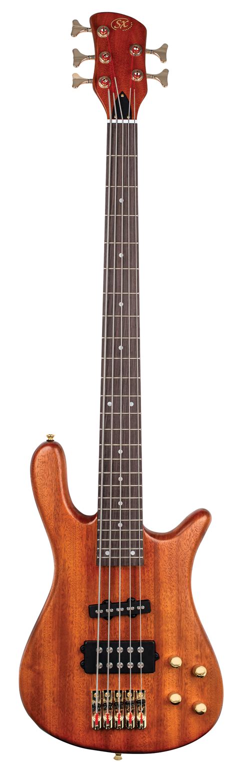 Sx Swb1 Series Solid Mahogany Neck Thru 5 String Bass Guitar Natural Satin High Street Music