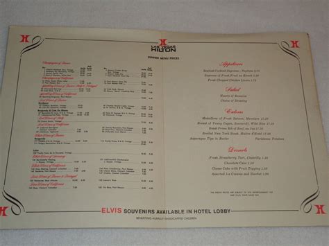 Mavin Elvis Presley Vintage Original Las Vegas Hilton 1970s Menu Rare