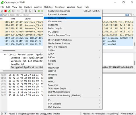 Protocol Hierarchy Window In Wireshark Geeksforgeeks